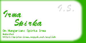 irma spirka business card